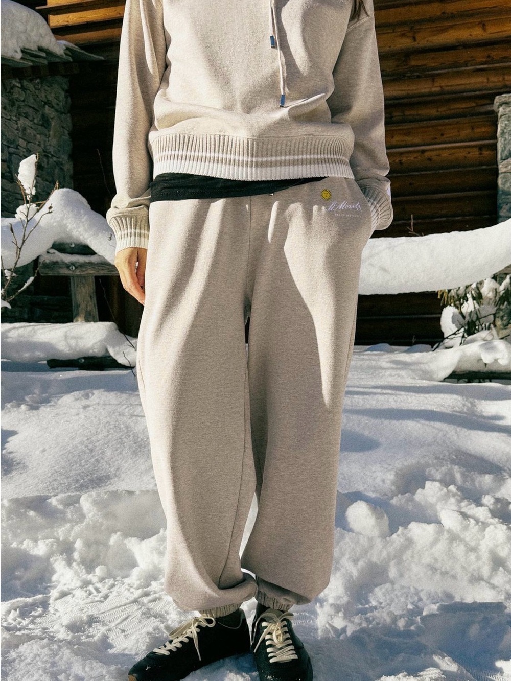 NWT Zara Women’s St Moritz Joggers Sweatpants Beige Marl 5644/021/720
